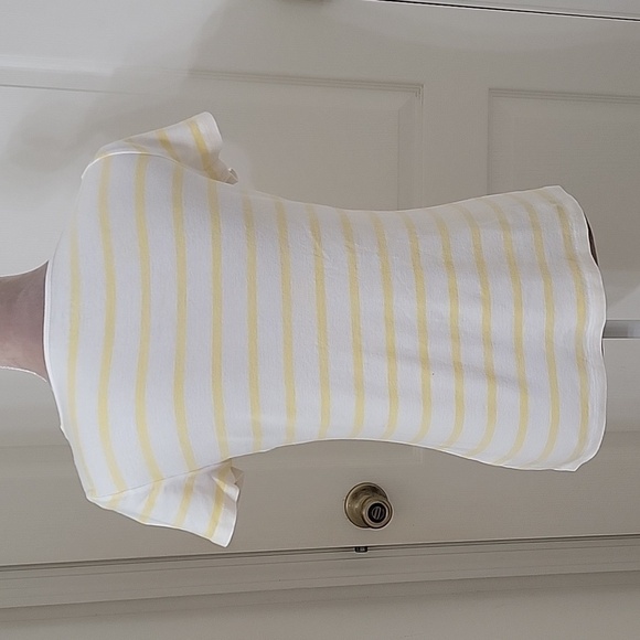 Talbots, Size S Yellow & White Striped Pima Cotton Tee with Braid Accent - Picture 4 of 10
